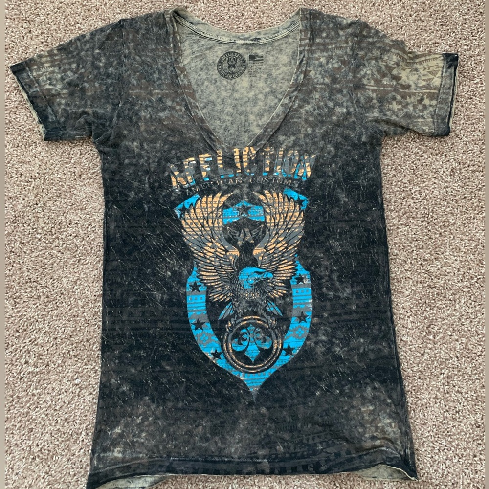 Womens affliction v neck tshirt short sleeve